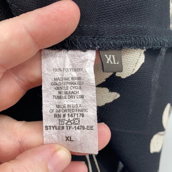 Allison Joy Women's Sleeveless Black & White Floral Halter Top Blouse Size XL - Picture 13 of 14